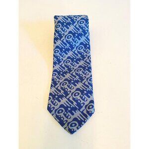 Vintage Blue Abstract Necktie, 1960s / 1970s Abstract Design Tie, Costume Design